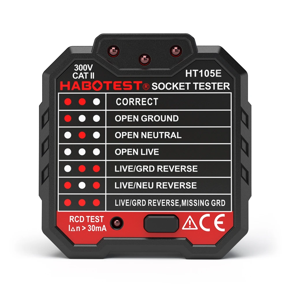 HABO TEST HT105E усовершенствованный RCD тестер электрической розетки детектор линии и