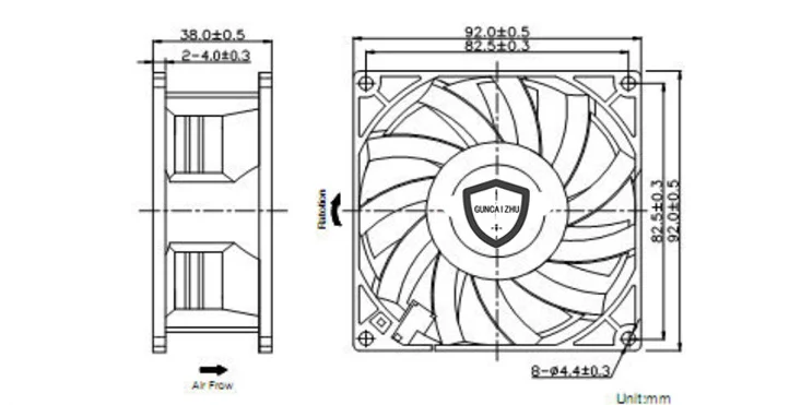 de freqüência 5500rpm 0.6a ventilador de refrigeração com 2pin