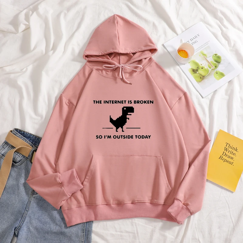 pink Интернет сломанный Забавный гик женский осенний свитер черный белый хлопок толстовки Модный Принт толстовки Женская одежда - Цвет: pink