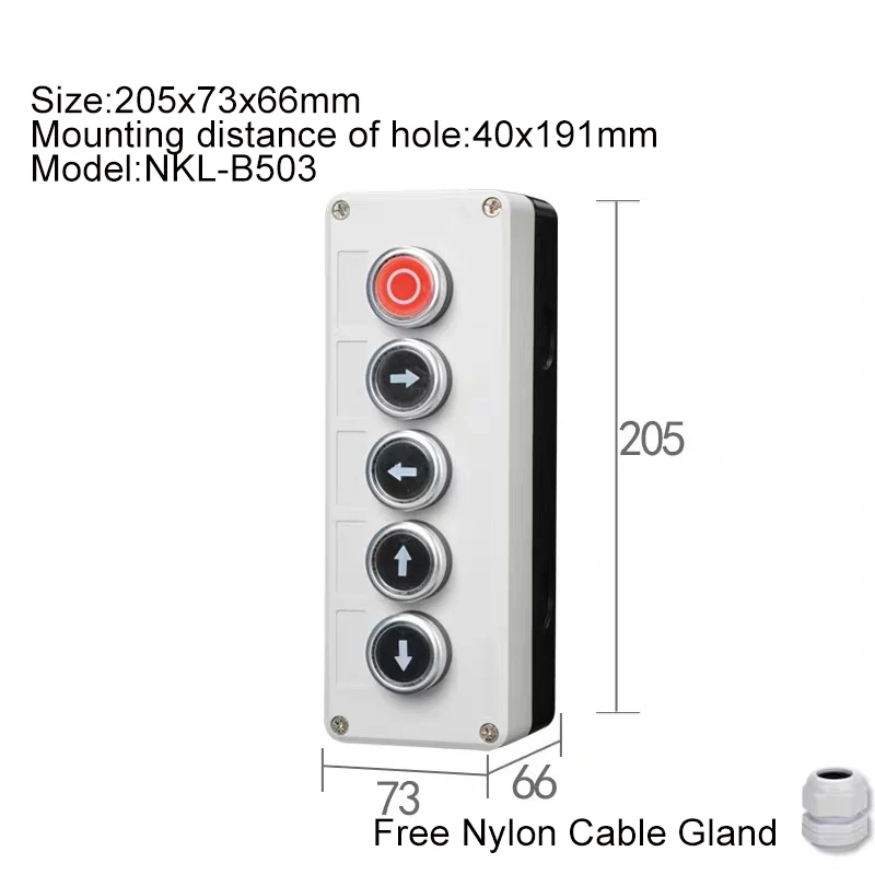 

Waterproof Button Switch Control Box Emergency Stop Industrial Handhold Nylon Plastic Box With Arrow Smbol
