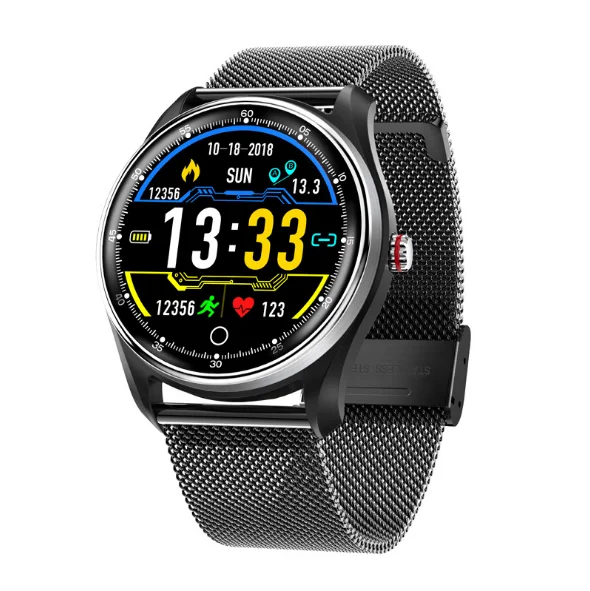 Reloj inteligente MX9 ECG presión артериальный PPG монитор для presión артериальный reloj inteligente multilingue para hombres y mujeres - Цвет: Steel belt black