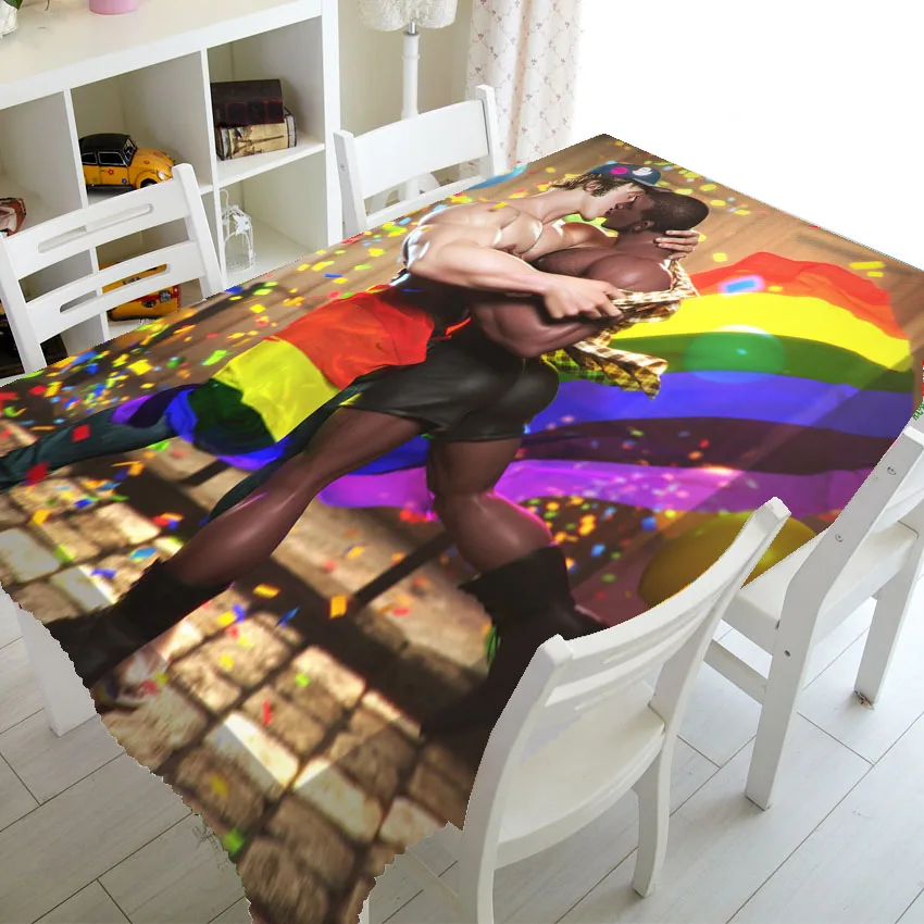 

Gay Pride Rainbow Flag Table Cloth for Birthday Gay Party Home Decor Gay Peace LGBT Table Cover Tablecloth Rectangle Square Gift
