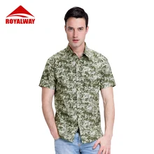 ROYALWAY, летняя мужская рубашка с ретро принтом, светильник для рыбалки, тонкая, дышащая, быстросохнущая, для походов на открытом воздухе, рубашка с короткими рукавами, RFTM2042E