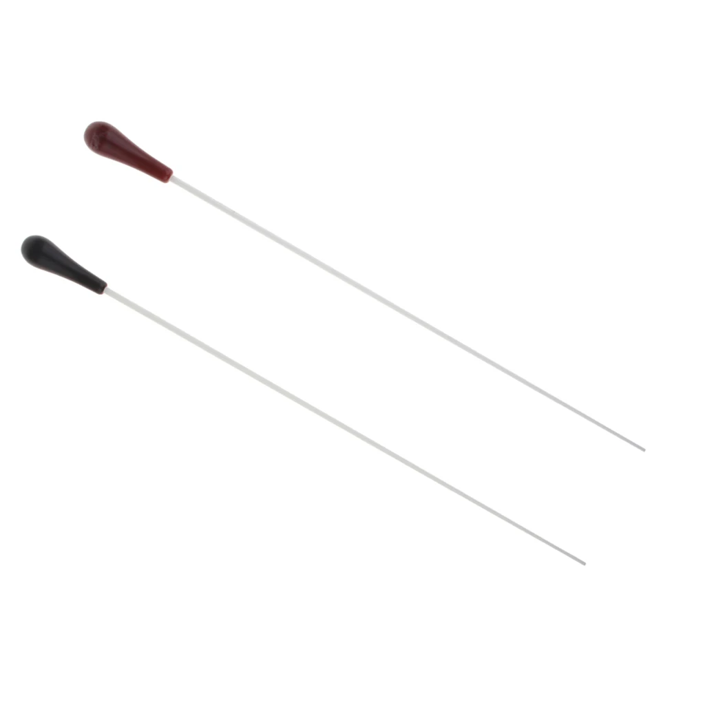 2 Pieces Conductor Wands Rod Resin Stick Handle 385mm Music Band Accessory, Black+ Red