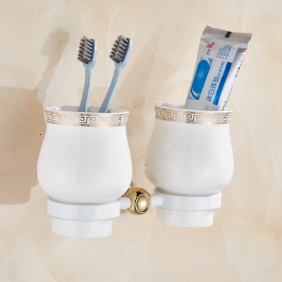 tooth brush holders Набор из латуни и белого нефрита, держатель для бумаги, полотенце, мыльница, полотенце, Утюг с крюком - Цвет: tooth brush holders
