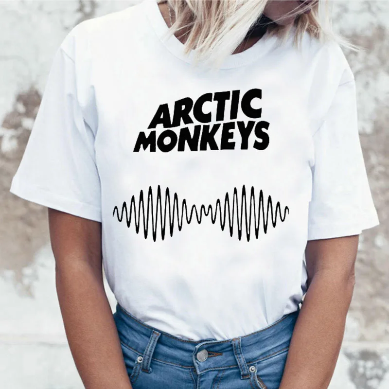 Harajuku футболка femme camiseta mujer Arctic Monkeys белая женская футболка летние топы с коротким рукавом и круглым вырезом Женская футболка