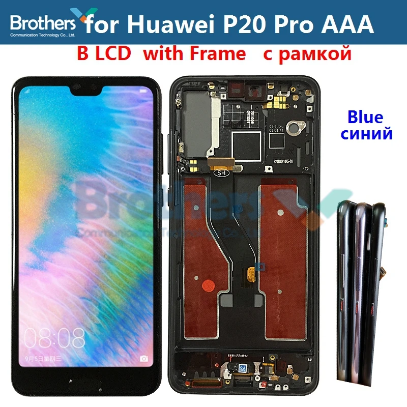 ЖК-дисплей Дисплей для huawei P20 Pro ЖК-дисплей Экран для P20 Pro CLT-L09 CLT-L29 CLT-AL00 CLT-AL01 ЖК-дисплей сборки Сенсорный экран планшета Тесты - Цвет: B LCD Blue Frame