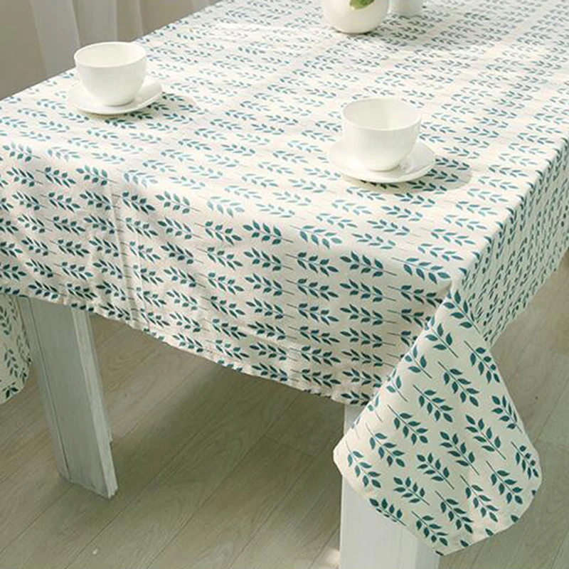 Tablecloths Green Willow Leaf Print Party Table Cover Multifunctional Fresh Style Decoration Rectangular Cotton Line Table Cloth