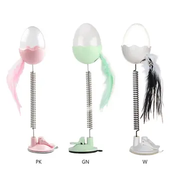 

Interactive Cat Food Dispenser Toy Kitten Spring Tumbler Feather Toys Ring Bell