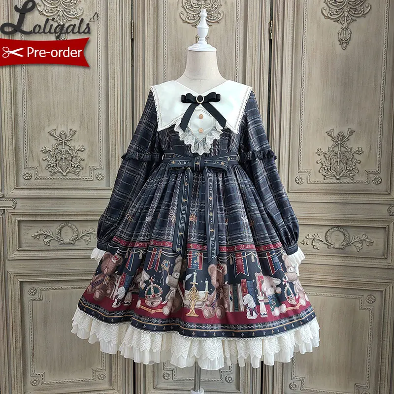 Милое Тедди~ винтажное вечернее платье Лолита с длинным рукавом от Alice Girl~ предзаказ