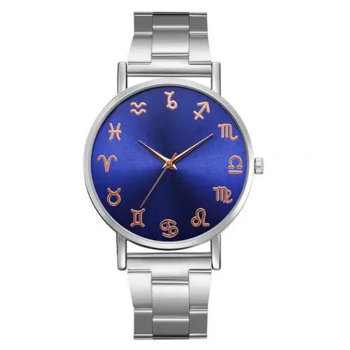 Silver Rose Gold Модные часы унисекс с 12 созвездиями с откидной застежкой, мужские и женские часы с круглым циферблатом, арабские Аналоговые кварцевые наручные часы, подарок, мужские часы - Цвет: Silver Rose Gold