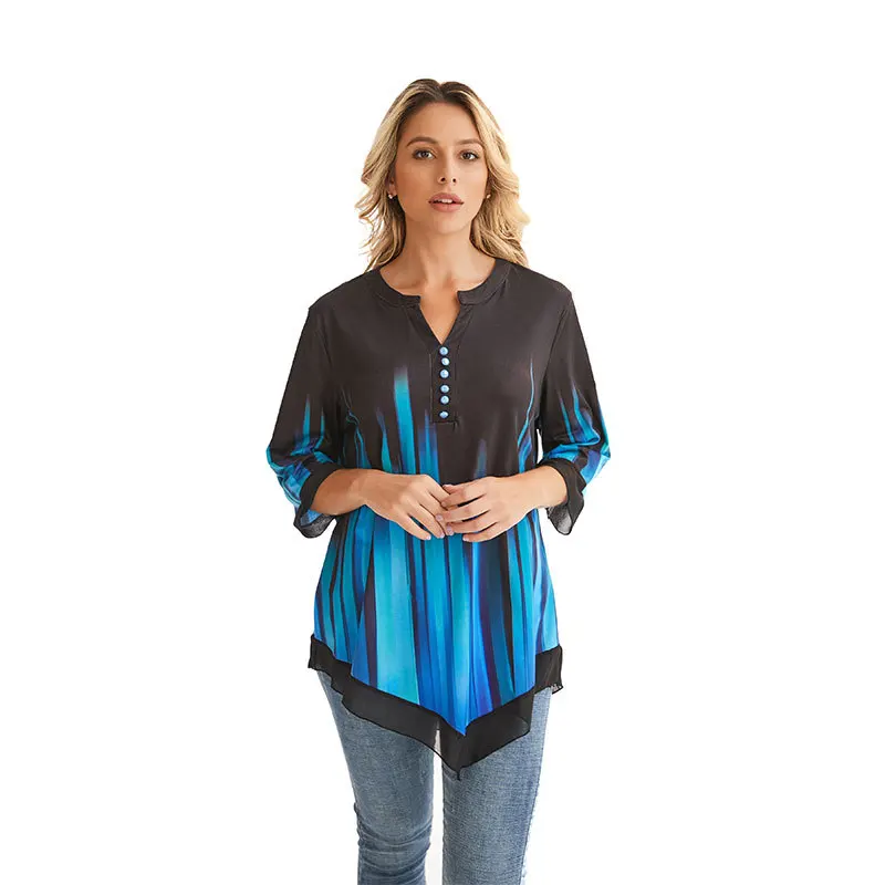 Vetement Femme Топы Mujer Verano ropa mujer Poleras De Moda Camisetas Manga Larga Camisas Feminina Blusas Poleras - Цвет: Небесно-голубой