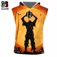 OGKB Мода Хэллоуин человек сломанная голова зомби с капюшоном майка Лучшие продажи жилет 6XL мужская одежда с 3D принтом