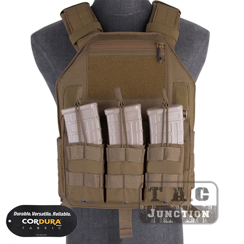 US $106.95 Tactical LBX4020 Armatus II Slick Vest Emersongear Lightweight Adjustable Body Armor Plate Carrier Vest W M4 Mag Pouch CB