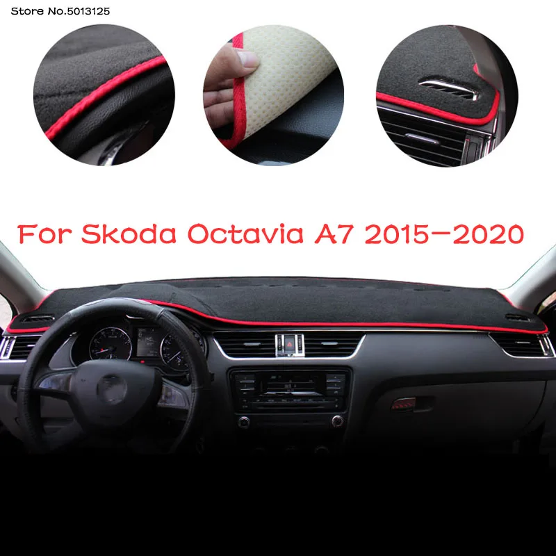 

Car Center Console Dashboard Cover Dash Mat Non-slip Sun Shade Pad Protector Carpet Trim For Skoda Octavia A7 2016 2017 2018