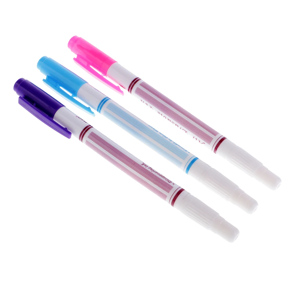 3 Pieces Water Erasable Pen Water Soluble Pen Cross Stitch Craft for Fabric Cloth Temporary Marking