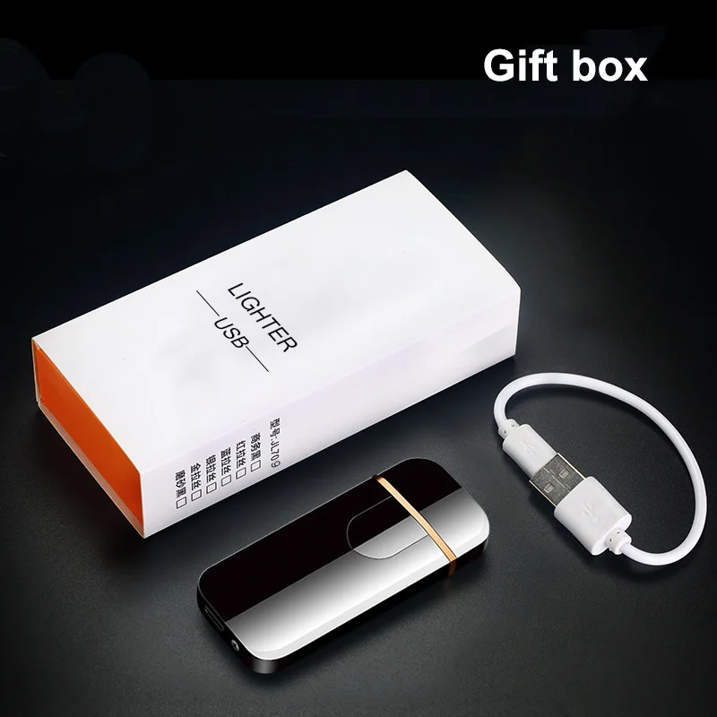 USB Зажигалка отпечатков пальцев сенсорные умные зажигалки Электрический заряжаемый без огня сигарета воспламенитель мини ветрозащитный 50 шт./партия