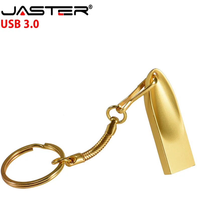 JASTER USB 3,0(более 10 шт. бесплатный логотип) металлическая цепочка золото серебро usb флэш-накопитель 4 ГБ 8 ГБ 16 ГБ 32 ГБ 64 ГБ 128 ГБ флешка, подарок