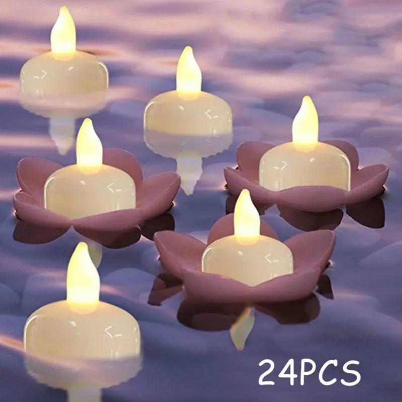 12/24pcs LED Submersible LED Tea Light Candle Flameless Wedding party Decoration 