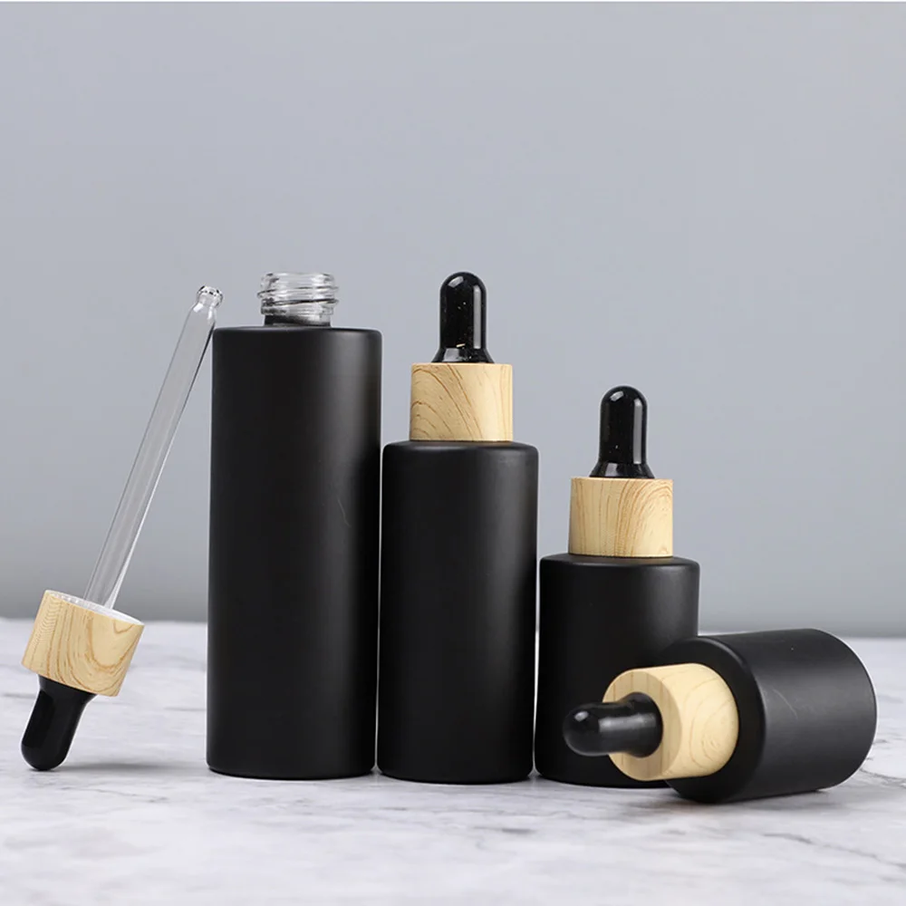 

5-100ml Dropper Bottle Tubes Frosted Black Glass Aromatherapy Refillable Bottle For Essential Massage Oil Pipette Container