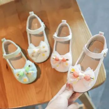 

2020 Autumn New Girls Leather Shoes Children's Flats Shallow With Bow-knot Patent Leather Kids Dress Shoes For Wedding Party Hot