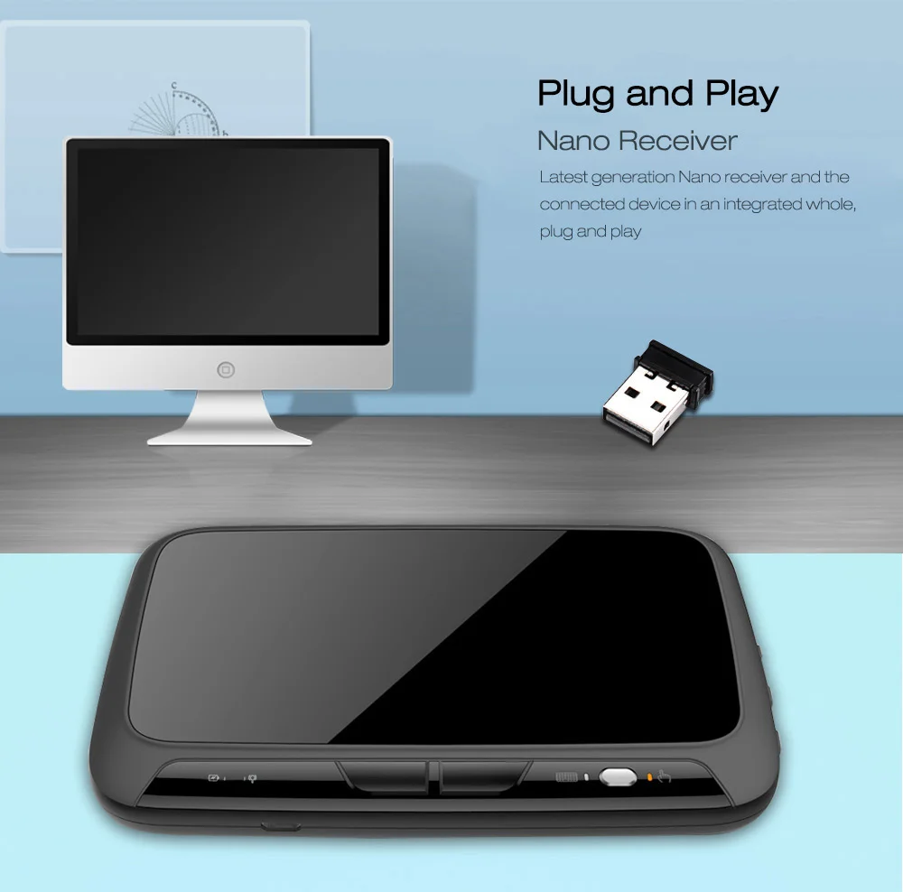 H18+ 2,4 ГГц Беспроводная мини-клавиатура полный экран QWERTY клавиатура тачпад мышь с подсветкой для Android Smart Tv