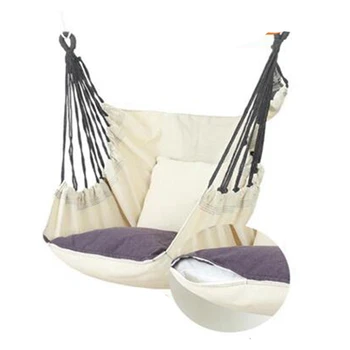 

Hammock Chair Hanging Rope Chair Swing Chair Seat with 2 Pillows for Garden Indoor Outdoor Fashionable Hammock Swings(D)
