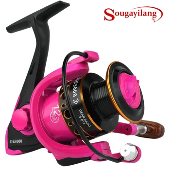 

Sougayilang 5.0:1 Spinning Fishing Reel 12 Bearing Balls 1000-3000 Series Metal Coil Spinning Reel Fishing Wheel Pesca