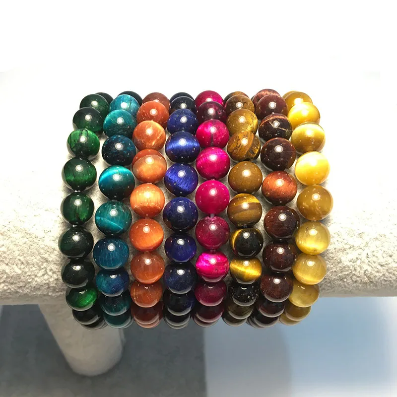 Noter натуральный тигровый глаз браслет для мужчин женщин Многоцветный тигровый бисер Braslet минималистский Йога ювелирные изделия для медитации Pulseira подарок