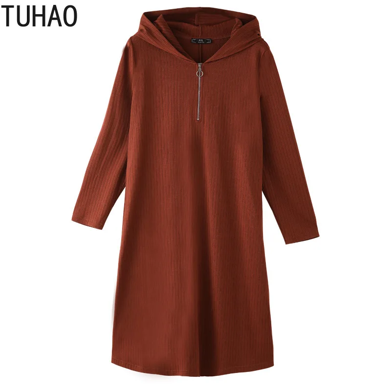 TUHAO осень зима большой размер 10XL 8XL 6XL 4XL толстовки Платья офисные женские вязаные платья женское вязаное платье с капюшоном одежда WM06
