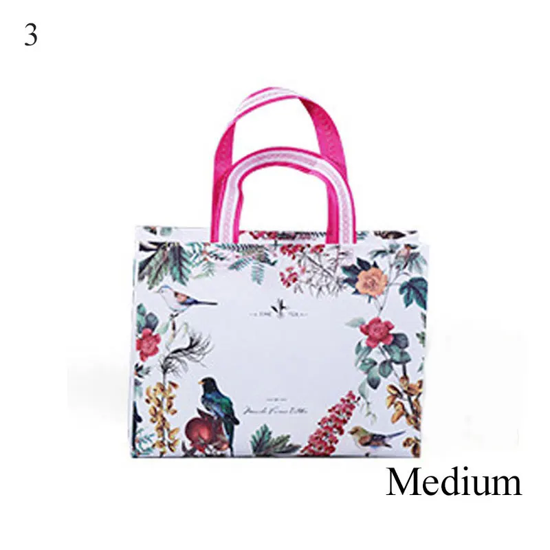 Новая модная сумка для покупок из нетканого материала, многоразовая Складная Сумка-тоут с цветами, эко Водонепроницаемая женская сумка для хранения продуктов - Цвет: 3 medium