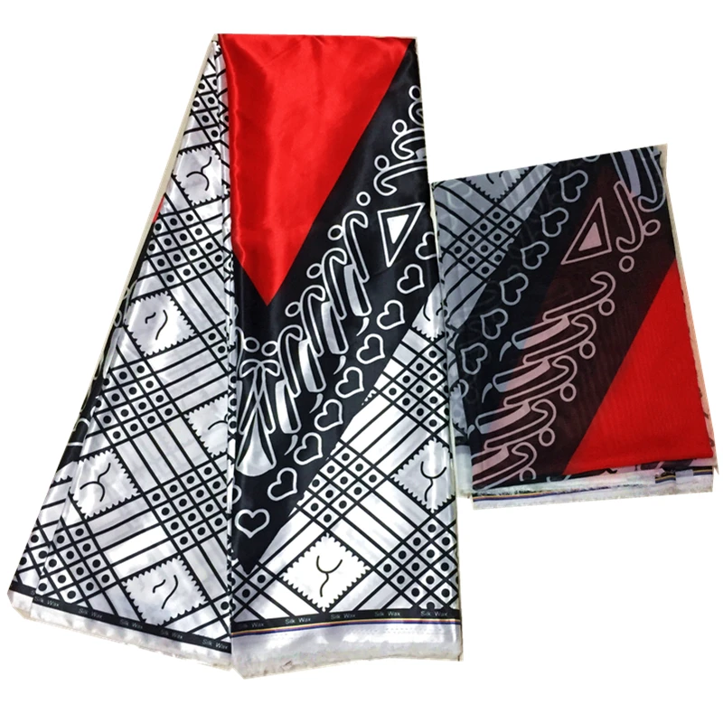 Анкара ткань Африканский принты шелковая атласная ткань с шифоновой тканью Горячая Шелковый воск 4+ 2 ярдов/шт - Цвет: as picture
