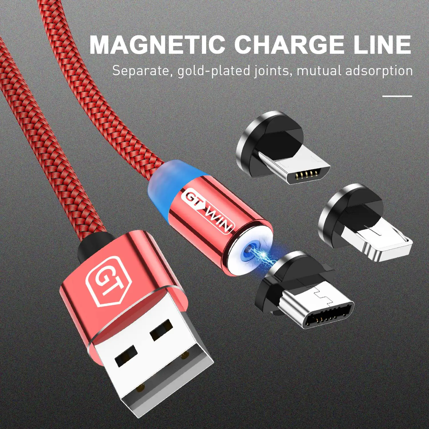 GTWIN Магнитный зарядный кабель Micro USB кабель для быстрой зарядки типа C Магнитный кабель для быстрой зарядки 3,0 для iPhone кабель USB провод шнур