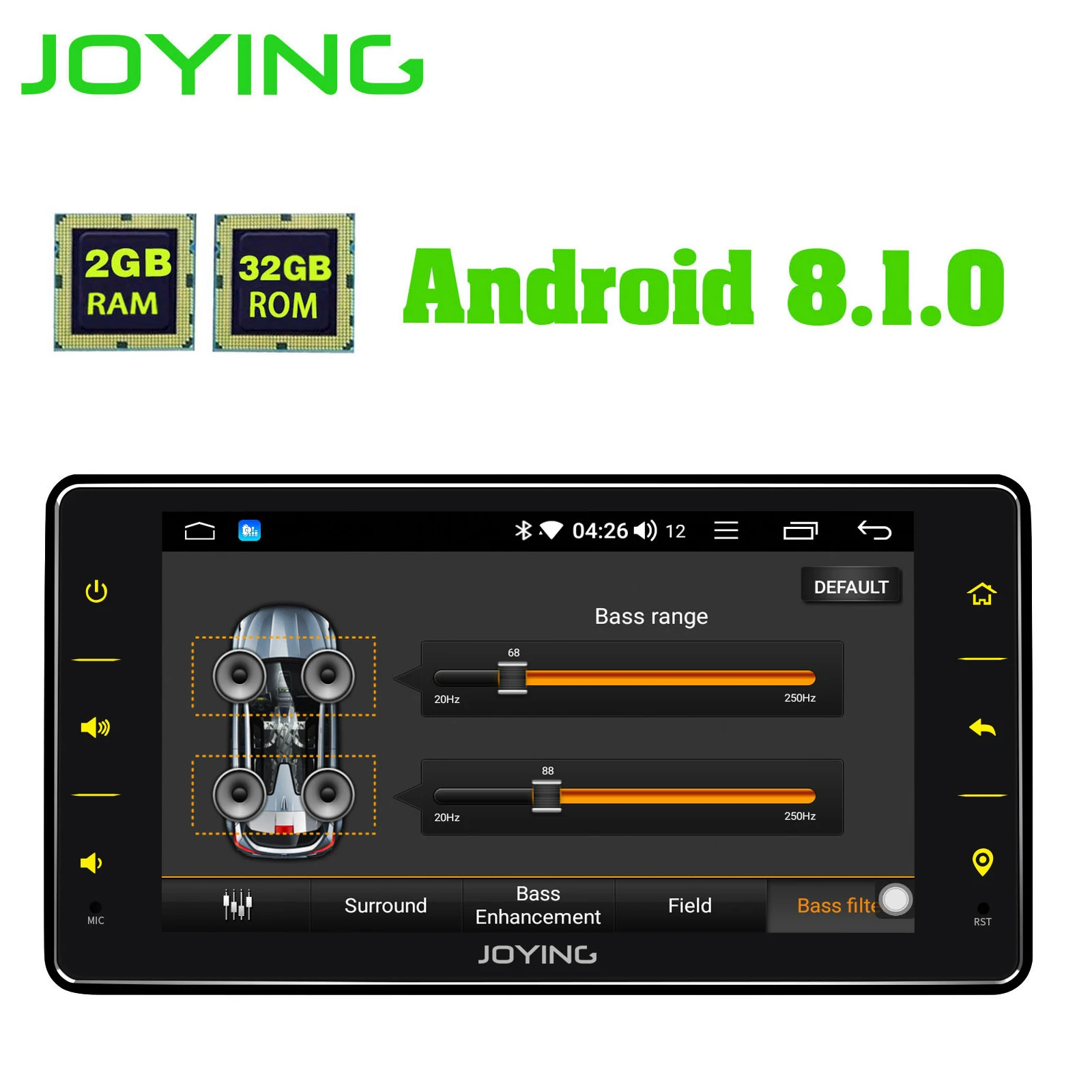 Discount JOYING 1 din android 8.1 car radio gps android radio with bluetooth head unit 6.2 inch screen 2GB RAM 8 CORE rear view camera 2