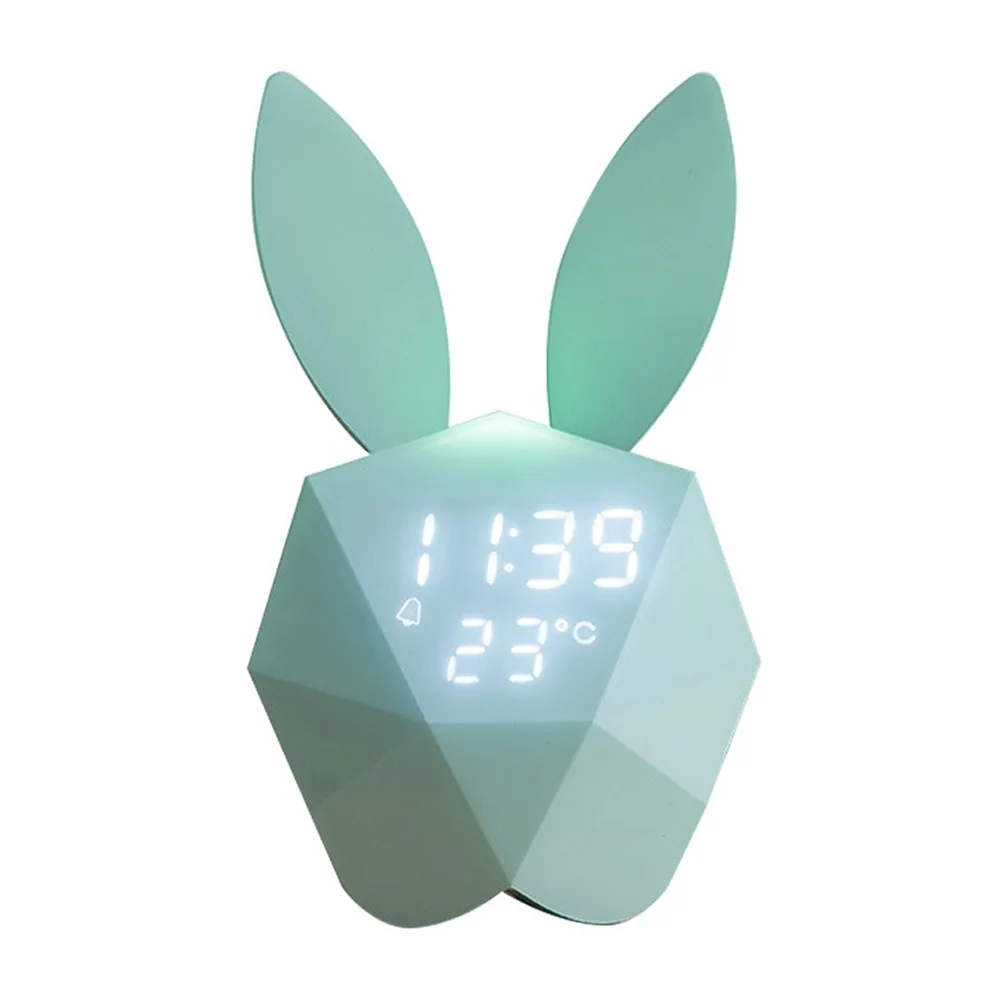 

Wall Night Light Sound Rabbit Thermometer Rechargeable Decoration Led Digital Table Alarm Clock