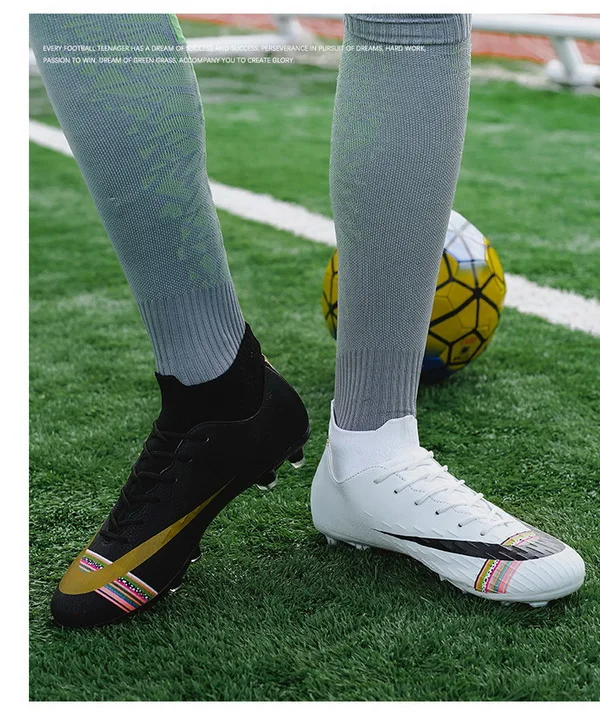 Футбольные бутсы детские кроссовки для мужчин спортивные Бутсы дерн шипы спортивные высокие лодыжки высокие мужские футбольные бутсы