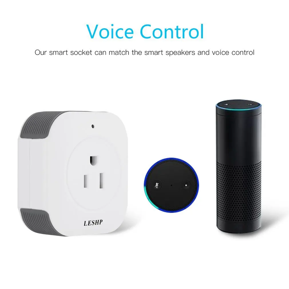 

LESHP 2pcs/set Single Port Wireless Mini Socket Smart Plug With USB Output Wifi Smart Socket 100-240V US Plug