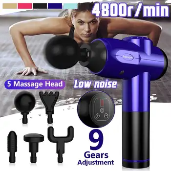 

9 Gear Therapy Massage Guns Muscle Massager LED Digital Pain Relax Vibration Massage with 5 Head 2600mAh Battery 4800r/min Speed