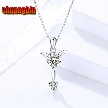 

Fashion Genuine S925 sterling silver 2020 Women's gift new Angel Wing pendants Exquisite Wing Korean zircon pendants jewelry