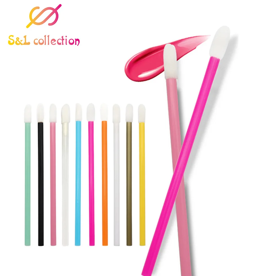 Disposable 50pcs Lip Brushes Colored Make Up Brush Cosmetic Lipstick Mascara Gloss Wand Tool Portable Lip Brushes Makeup Brushes