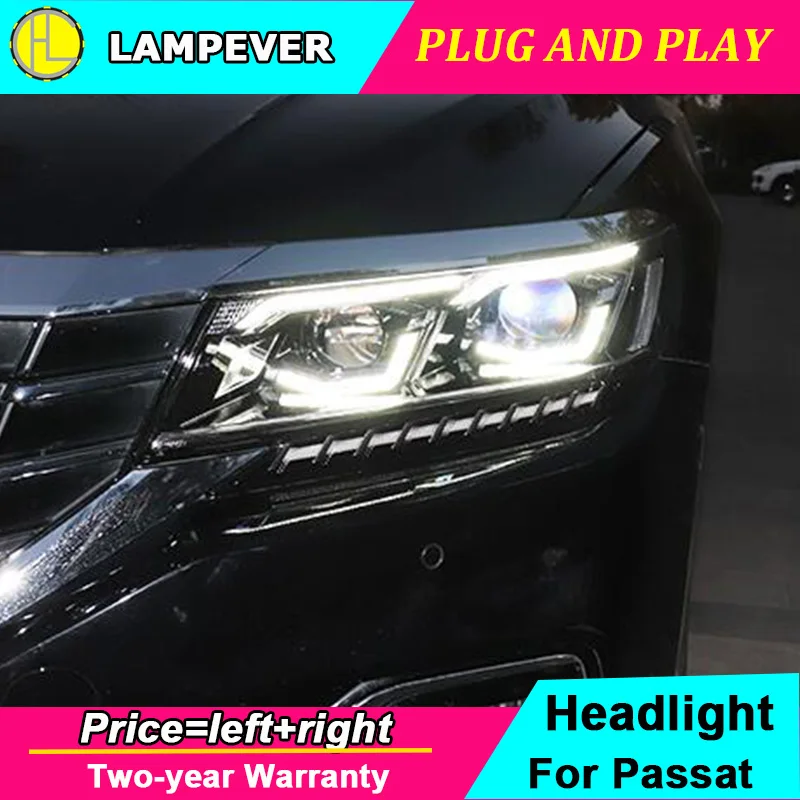 Автомобильный Стайлинг для VW Passat фара Новая Америка passat Головной фонарь светодиодный DRL Высокий Низкий Луч двойной объектив динамический поворот