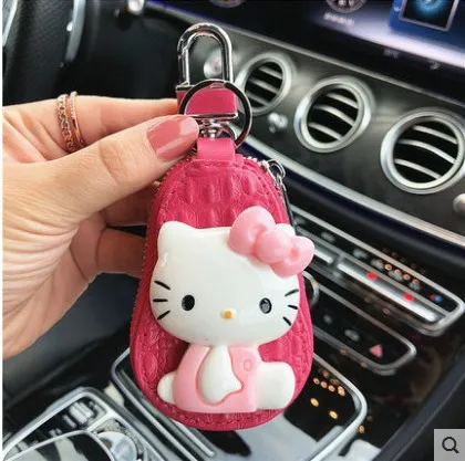 Новая автомобильная сумка для ключей с дистанционным управлением, мультяшная hello kitty, модная Милая женская сумка для ключей на молнии, сумка для ключей, брелок для ключей, женский подарок