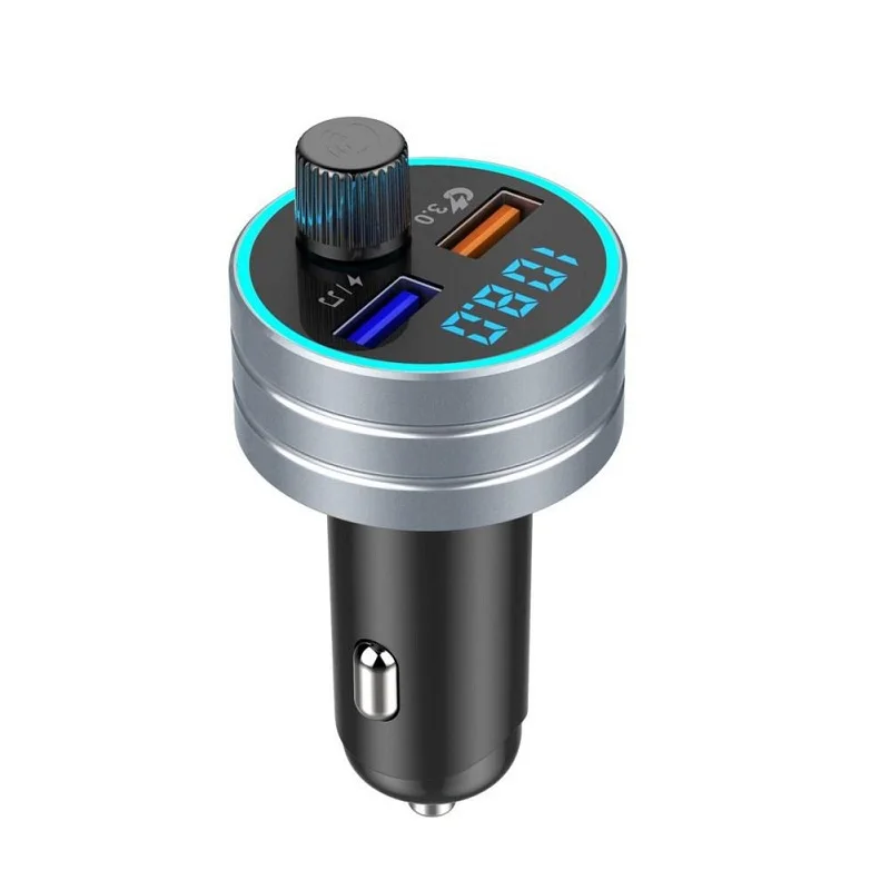 Gray Автомобильный Bluetooth 5,0, fm-передатчик, беспроводной, громкая связь, аудио приемник, авто MP3 плеер, двойной USB QC3.0, быстрая зарядка - Тип штекера: Gray