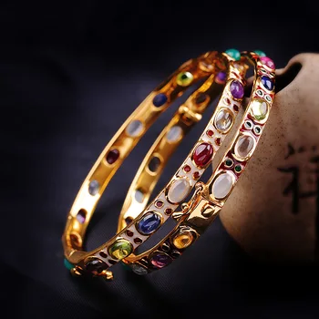 

S925 Silver Enamel with Colorful Gemstone Ladies' Bracelet
