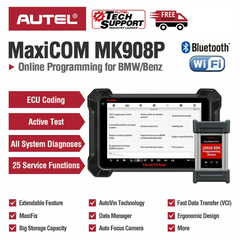 Autel MaxiCOM MK908P диагностический инструмент obd2 сканер автомобильный J2534 ECU