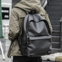New Fashion Men Leather Backpack Black School Bags for Teenager Boys 15.6 Inch Laptop Backpacks Mochila Masculina High Quality 2
