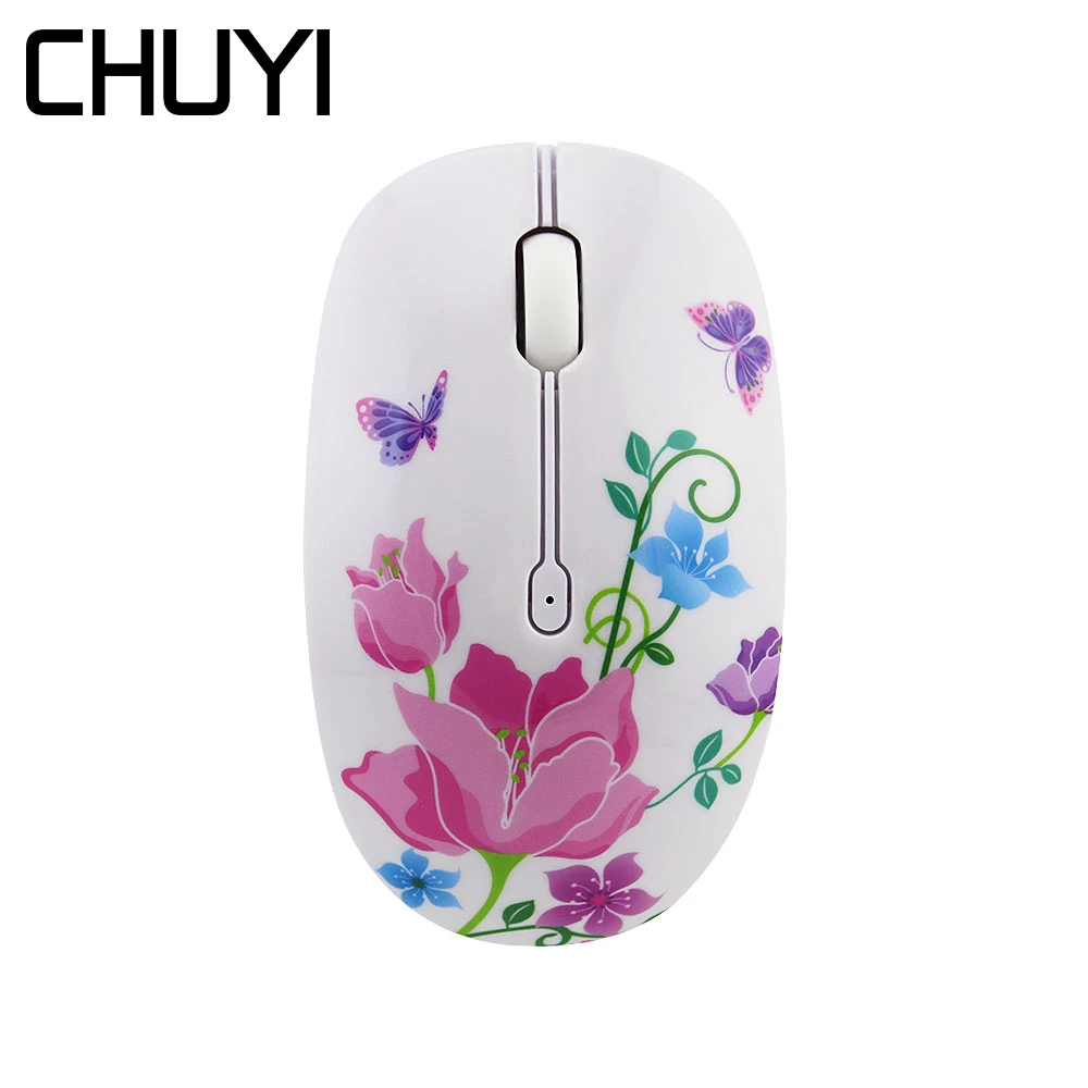 CHUYI Беспроводная Бесшумная оптическая мышь 2,4 ГГц USB 3 кнопки мини-мыши с милым рисунком компьютера 1200 dpi Mause для ноутбук ПК настольный компьютер