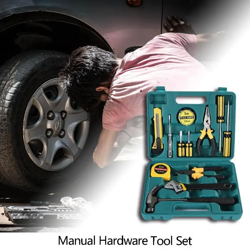8/9/12/13/16 Pcs Hand Tool Set  Car Home Dual-purpose Manual Maintenance Tool Hardware Combination with Plastic Toolbox