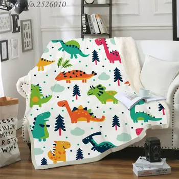 

NEW Throw Blanket Cartoon Dinosaur 3D Velvet Plush Blanket Bedspread for Kids Girls Sherpa Blanket Couch Quilt Cover Travel 07