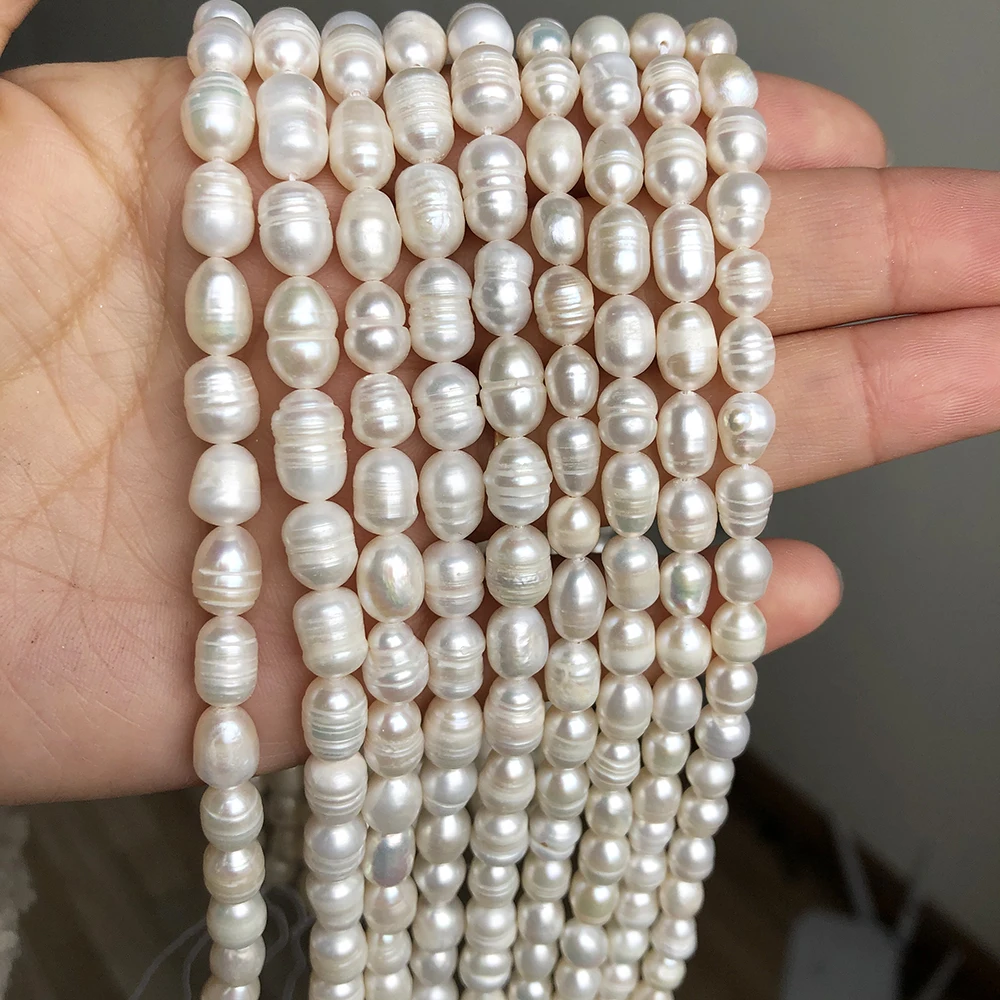 Reis Form Weiße Süßwasser Perle Perlen Lose Spacer Perlen Perlen Für DIY Frauen Handgemachte Armband Charms Zubehör 15'' zoll – Detail 5